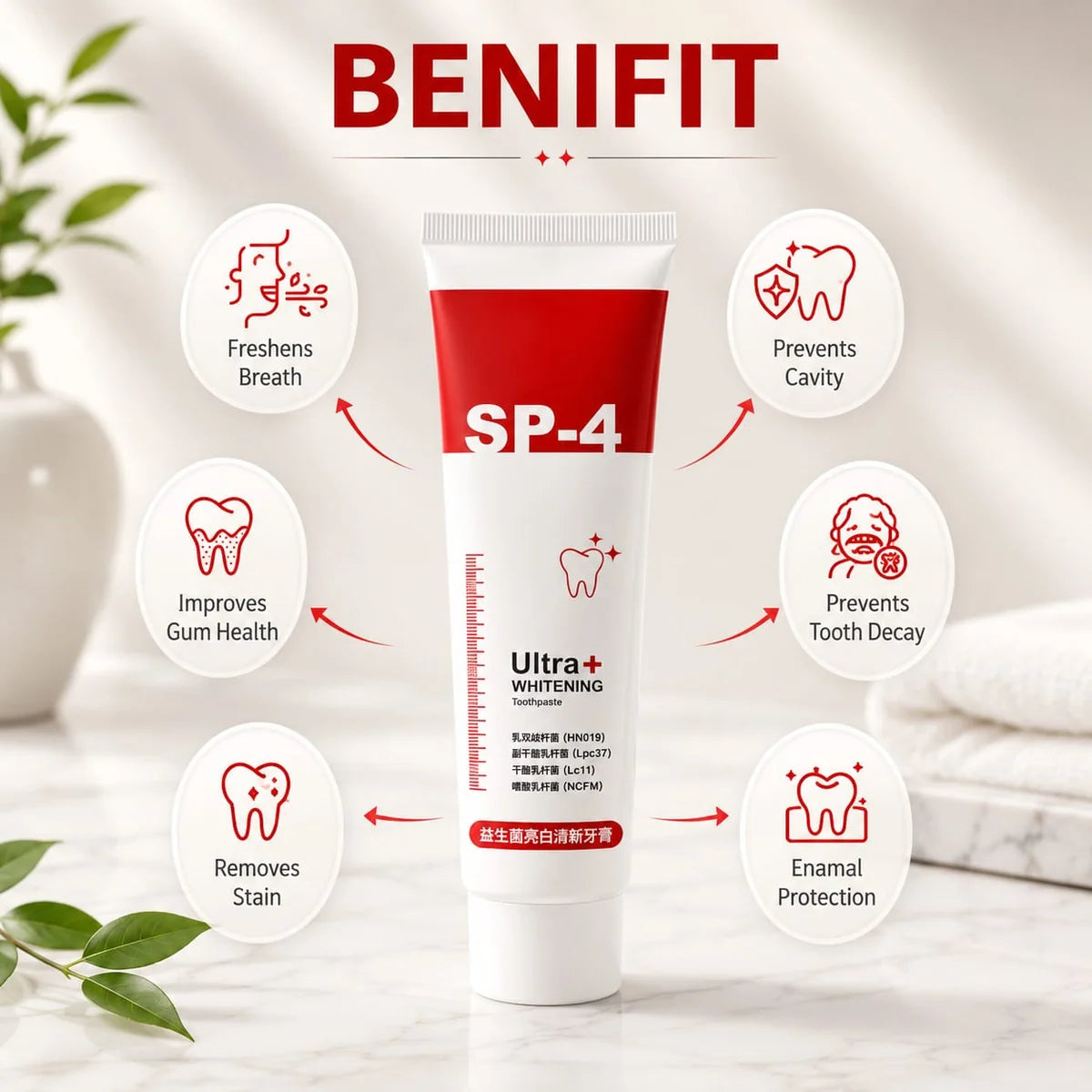 Sp-4 probiotic whitening toothpaste, Teeth Whitener Toothpaste, Natural Tooth Whitener (PACK OF 2)